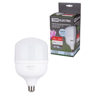 Лампа светодиодная T 50 Вт, 230 В, 4000 К, E27 (140x225 мм) TDM Лампа светодиодная T 50 Вт, 230 В, 4000 К, E27 (140x225 мм) TDM