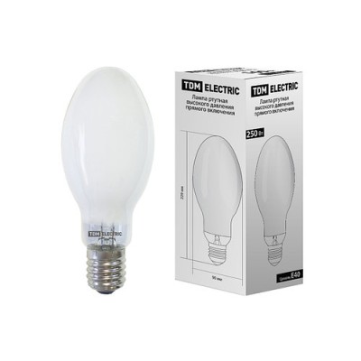 Лампа ртутная высокого давления прямого включения ДРВ 250 Вт Е40 TDM Лампа ртутная высокого давления прямого включения ДРВ 250 Вт Е40 TDM