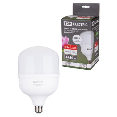 Лампа светодиодная T 50 Вт, 230 В, 6500 К, E27 (140x225 мм) TDM Лампа светодиодная T 50 Вт, 230 В, 6500 К, E27 (140x225 мм) TDM