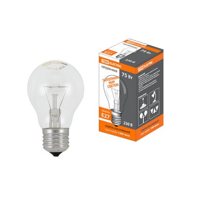 Лампа накаливания общего назначения Б75 Вт-230 В-Е27 TDM Лампа накаливания общего назначения Б75 Вт-230 В-Е27 TDM