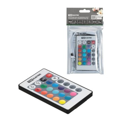 Контроллер для светодиодных лент и модулей RGB-IR-12В-6А-72Вт-IP20, 3 канала, пульт 24 кнопки, TDM Контроллер для светодиодных лент и модулей RGB-IR-12В-6А-72Вт-IP20, 3 канала, пульт 24 кнопки, TDM