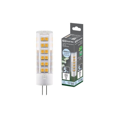 Лампа светодиодная G4-5 Вт-AC/DC 12 В-4000 К, SMD, 16x57 мм TDM Лампа светодиодная G4-5 Вт-AC/DC 12 В-4000 К, SMD, 16x57 мм TDM