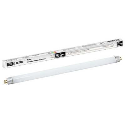 Лампа люминесцентная линейная двухцокольная ЛЛ-12/8Вт, T4/G5, 6500 К, длина 339,4мм TDM Лампа люминесцентная линейная двухцокольная ЛЛ-12/8Вт, T4/G5, 6500 К, длина 339,4мм TDM