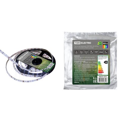 Лента светодиодная SMD2835-60 LED/м-IP20-12 В-4,8 Вт/м-RGB (5 м) TDM Лента светодиодная SMD2835-60 LED/м-IP20-12 В-4,8 Вт/м-RGB (5 м) TDM
