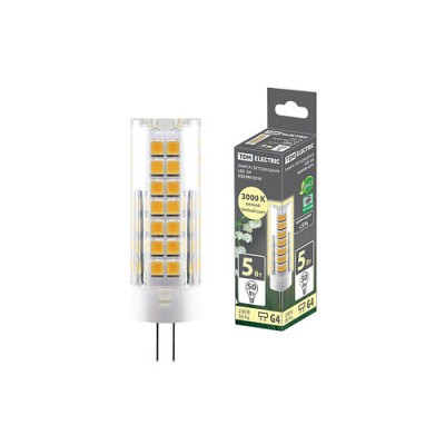 Лампа светодиодная G4-5 Вт-230 В-3000 К, SMD, 16x55 мм TDM Лампа светодиодная G4-5 Вт-230 В-3000 К, SMD, 16x55 мм TDM
