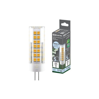 Лампа светодиодная G4-5 Вт-230 В-4000 К, SMD, 16x55 мм TDM Лампа светодиодная G4-5 Вт-230 В-4000 К, SMD, 16x55 мм TDM