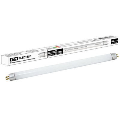 Лампа люминесцентная линейная двухцокольная ЛЛ-16/6 Вт, T5/G5, 4000 К, длина 226,3мм TDM Лампа люминесцентная линейная двухцокольная ЛЛ-16/6 Вт, T5/G5, 4000 К, длина 226,3мм TDM