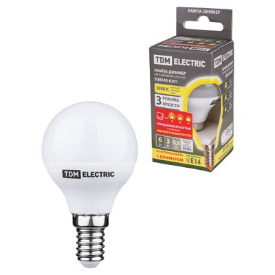 Лампа светодиодная FG45-6 Вт-230 В-3000 К–E14 "Лампа-ДИММЕР" TDM Лампа светодиодная FG45-6 Вт-230 В-3000 К–E14 "Лампа-ДИММЕР" TDM