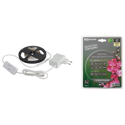 Комплект светодиодной ленты SMD2835-60 LED/м-12 В-4,8 Вт/м-IP65-3000 К (3 м), 18 Вт TDM Комплект светодиодной ленты SMD2835-60 LED/м-12 В-4,8 Вт/м-IP65-3000 К (3 м), 18 Вт TDM