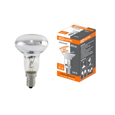 Лампа накаливания зеркальная R50-40 Вт-230 В-Е14 TDM Лампа накаливания зеркальная R50-40 Вт-230 В-Е14 TDM