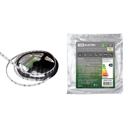 Лента светодиодная SMD5050-60-20-12-144-3000 60LED/м, IP20, 12В, 14,4Вт, 3000К, (У) TDM Лента светодиодная SMD5050-60-20-12-144-3000 60LED/м, IP20, 12В, 14,4Вт, 3000К, (У) TDM