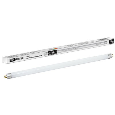 Лампа люминесцентная линейная двухцокольная ЛЛ-12/12Вт, T4/G5, 4000 К, длина 368,2мм TDM Лампа люминесцентная линейная двухцокольная ЛЛ-12/12Вт, T4/G5, 4000 К, длина 368,2мм TDM