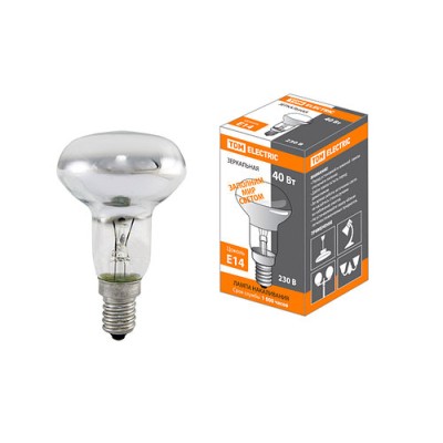 Лампа накаливания зеркальная R50-60 Вт-230 В-Е14 TDM Лампа накаливания зеркальная R50-60 Вт-230 В-Е14 TDM