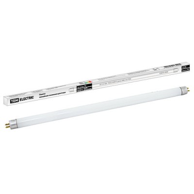 Лампа люминесцентная линейная двухцокольная ЛЛ-12/12Вт, T4/G5, 6500 К, длина 368,2мм TDM Лампа люминесцентная линейная двухцокольная ЛЛ-12/12Вт, T4/G5, 6500 К, длина 368,2мм TDM