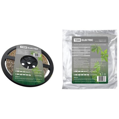 Лента светодиодная SMD5050-30-54-12-72-3200 30LED/м, IP54, 12В, 7.2Вт, 3200К, (У) TDM Лента светодиодная SMD5050-30-54-12-72-3200 30LED/м, IP54, 12В, 7.2Вт, 3200К, (У) TDM