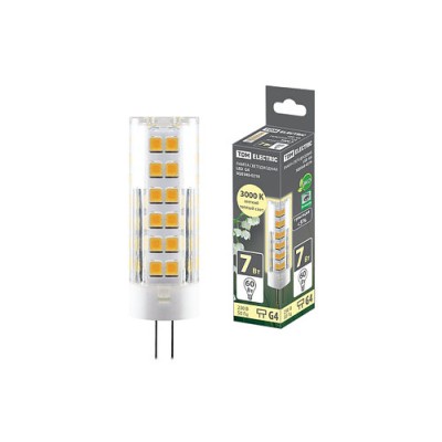 Лампа светодиодная G4-7 Вт-230 В-3000 К, SMD, 18,5x57 мм TDM Лампа светодиодная G4-7 Вт-230 В-3000 К, SMD, 18,5x57 мм TDM