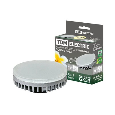 Лампа светодиодная GX53-7 Вт-3000 К TDM Лампа светодиодная GX53-7 Вт-3000 К TDM