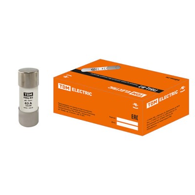 Плавкая вставка ПВЦ-B2 22х58 aR (быстродействующая) 63А TDM Плавкая вставка ПВЦ-B2 22х58 aR (быстродействующая) 63А TDM