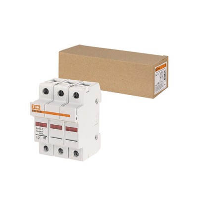 Держатель плавких вставок ДПВ2 10х38 3П TDM Держатель плавких вставок ДПВ2 10х38 3П TDM