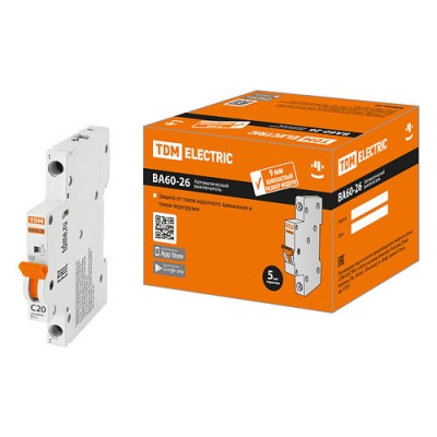 Авт. выкл. ВА60-26-14 1P 20А 4,5кА х-ка С компакт TDM Авт. выкл. ВА60-26-14 1P 20А 4,5кА х-ка С компакт TDM