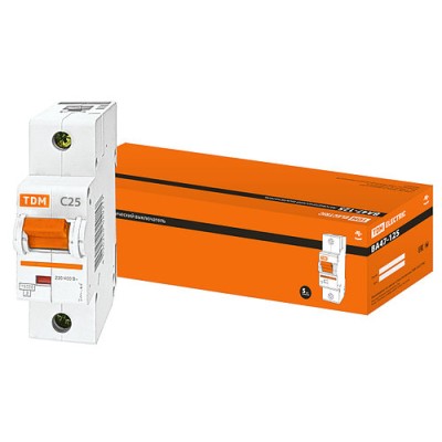 Авт. выкл. ВА47-125 1Р 25А 15кА х-ка С TDM Авт. выкл. ВА47-125 1Р 25А 15кА х-ка С TDM