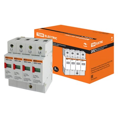 Разрядник ОПС1-B 4Р In=30kA Un=400B Im=60kA TDM Разрядник ОПС1-B 4Р In=30kA Un=400B Im=60kA TDM