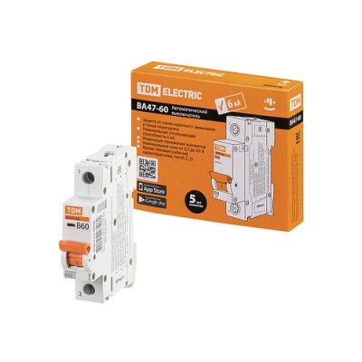 Авт. выкл. ВА47-60 1Р 63А 6кА х-ка В TDM Авт. выкл. ВА47-60 1Р 63А 6кА х-ка В TDM
