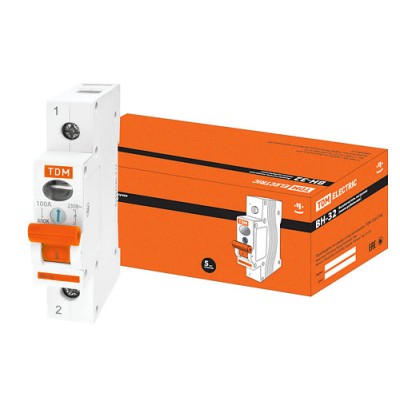 Выключатель нагрузки (мини-рубильник) ВН-32 1P 100A TDM Выключатель нагрузки (мини-рубильник) ВН-32 1P 100A TDM