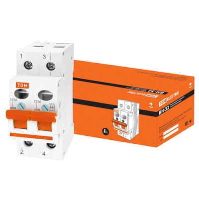 Выключатель нагрузки (мини-рубильник) ВН-32 2P 125A TDM Выключатель нагрузки (мини-рубильник) ВН-32 2P 125A TDM