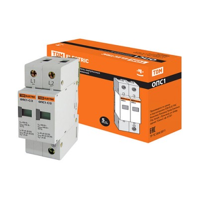 Разрядник ОПС1-C 2Р In=20kA Un=400B Im=40kA TDM Разрядник ОПС1-C 2Р In=20kA Un=400B Im=40kA TDM