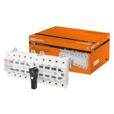 Рубильник модульный с видимым разрывом, реверсивный РМВ-125 4П I-0-II 125A TDM Рубильник модульный с видимым разрывом, реверсивный РМВ-125 4П I-0-II 125A TDM