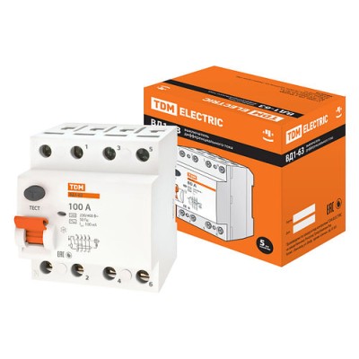 Устройство защитного отключения ВД1-63 4Р 100А 100мА TDM Устройство защитного отключения ВД1-63 4Р 100А 100мА TDM