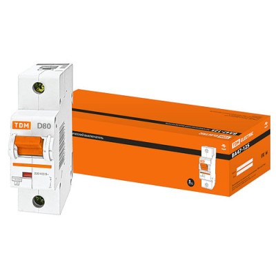 Авт. выкл. ВА47-125 1Р 80А 15кА х-ка D TDM Авт. выкл. ВА47-125 1Р 80А 15кА х-ка D TDM