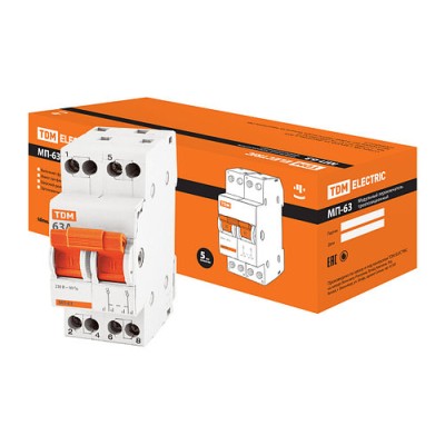Модульный переключатель трехпозиционный МП-63 2P 63А TDM Модульный переключатель трехпозиционный МП-63 2P 63А TDM