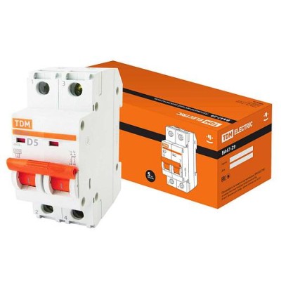 Авт. выкл.ВА47-29 2Р 5А 4,5кА х-ка D TDM Авт. выкл.ВА47-29 2Р 5А 4,5кА х-ка D TDM