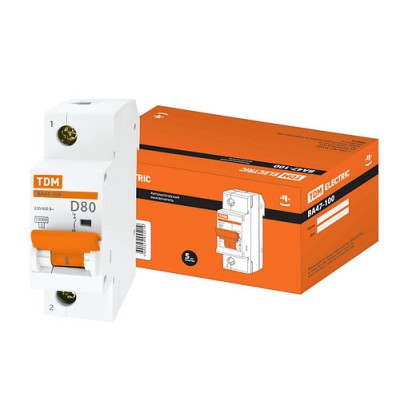 Авт. выкл. ВА47-100 1Р 80А 10кА х-ка D TDM Авт. выкл. ВА47-100 1Р 80А 10кА х-ка D TDM
