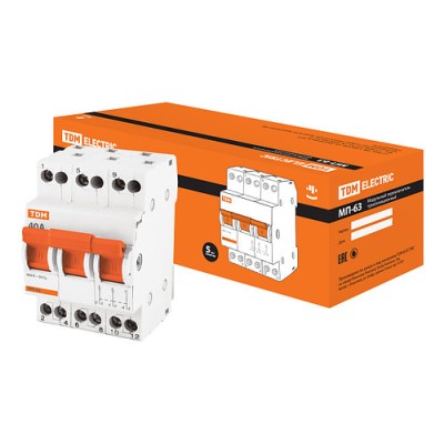 Модульный переключатель трехпозиционный МП-63 3P 40А TDM Модульный переключатель трехпозиционный МП-63 3P 40А TDM