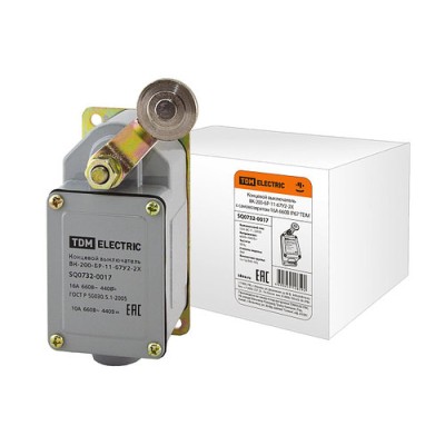 Выключатель концевой ВК-200-БР-11-67У2-2X с самовозвратом 16А 660В IP67 SQ0732-0017 Выключатель концевой ВК-200-БР-11-67У2-2X с самовозвратом 16А 660В IP67 SQ0732-0017