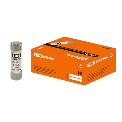 Плавкая вставка ПВЦ-С3 14х51 aR (быстродействующая) 10А TDM Плавкая вставка ПВЦ-С3 14х51 aR (быстродействующая) 10А TDM