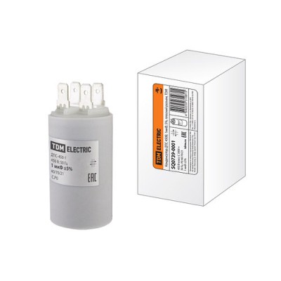 Конденсатор ДПС 450В, 1мкФ, 5%, плоский разъем, TDM Конденсатор ДПС 450В, 1мкФ, 5%, плоский разъем, TDM