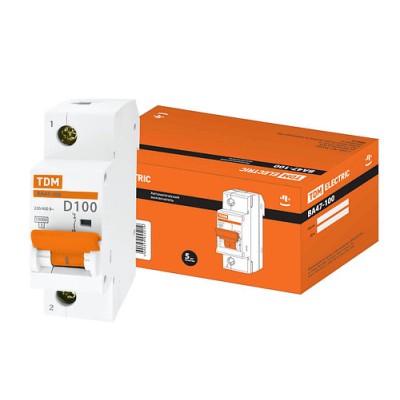 Авт. выкл. ВА47-100 1Р 100А 10кА х-ка D TDM Авт. выкл. ВА47-100 1Р 100А 10кА х-ка D TDM