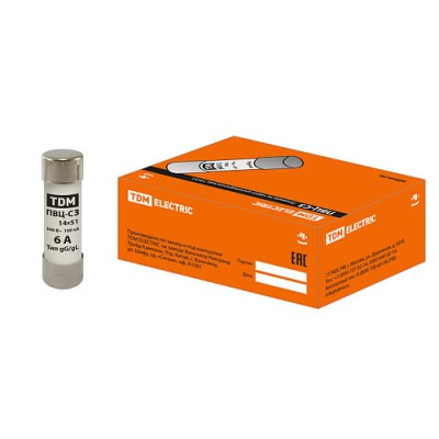 Плавкая вставка ПВЦ-С3 14х51 6А TDM Плавкая вставка ПВЦ-С3 14х51 6А TDM