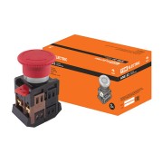 Кнопка AE-22 Грибок с фиксацией красный d22мм 230В 1з+1р TDM SQ0704-0018