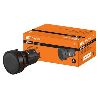 Кнопка SB7-EA21 с возвратом, 1НО, d22 мм, черная, IP40 TDM Кнопка SB7-EA21 с возвратом, 1НО, d22 мм, черная, IP40 TDM