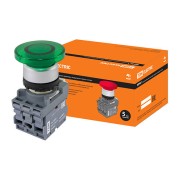 Кнопка грибовидная МРМ1-11G LED в сборе d40мм/24B 1з+1р зеленая SQ0747-0032