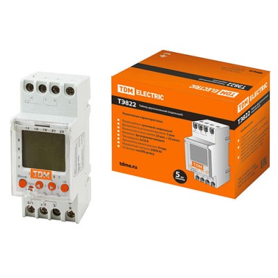Таймер электронный двухканальный на DIN-рейку ТЭ822-2кан-1мин/7дн-44on/off-2х16А-DIN TDM Таймер электронный двухканальный на DIN-рейку ТЭ822-2кан-1мин/7дн-44on/off-2х16А-DIN TDM