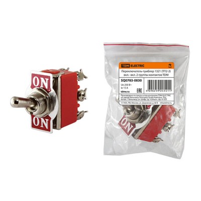 Переключатель-тумблер 1321 ТП2-2 вкл.- вкл. 2 группы контактов SQ0703-0030 Переключатель-тумблер 1321 ТП2-2 вкл.- вкл. 2 группы контактов SQ0703-0030