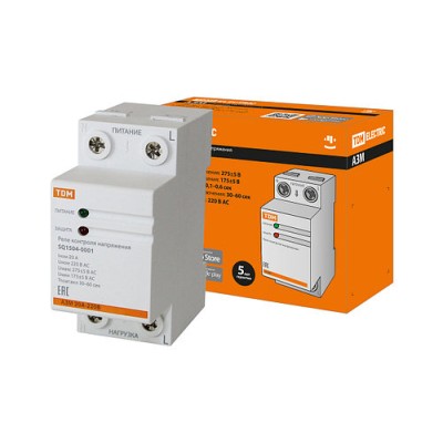 Реле напряжения 1ф серии АЗМ 20А-230В TDM Реле напряжения 1ф серии АЗМ 20А-230В TDM