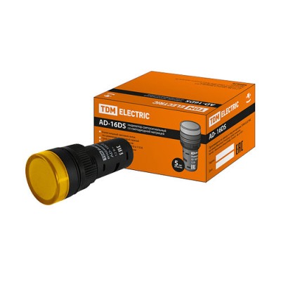 Лампа AD-16DS LED матрица d16мм желтый 12В AC/DC SQ0702-0052 Лампа AD-16DS LED матрица d16мм желтый 12В AC/DC SQ0702-0052