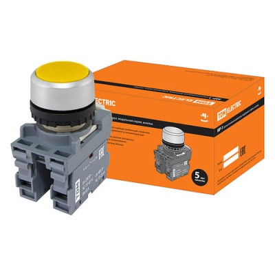 Кнопка MP1-20Y в сборе d22мм 1з+1р желтая TDM Кнопка MP1-20Y в сборе d22мм 1з+1р желтая TDM